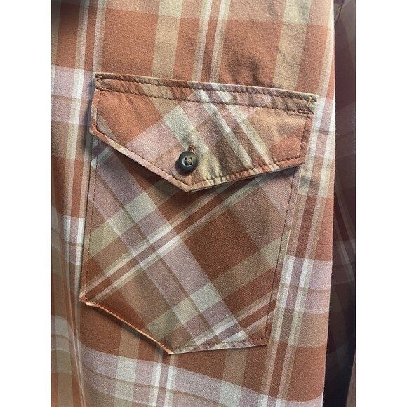 Wrangler Western Plaid Button Up Long Sleeve Shirt Brown Tan Size Extra large - Picture 5 of 6